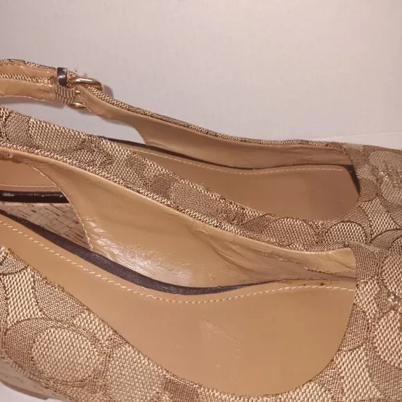 COACH INSIGNIA FERRY PEEP TOE WEDGE HEELS - Picture 3 of 12